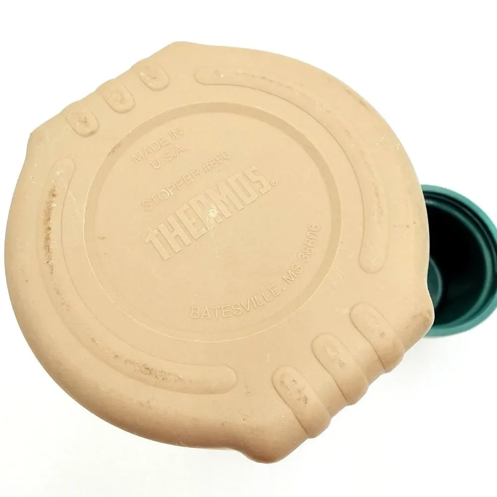 Vintage Thermos Stopper #650 1 Liter Teal Tan Stainless Bottle USA